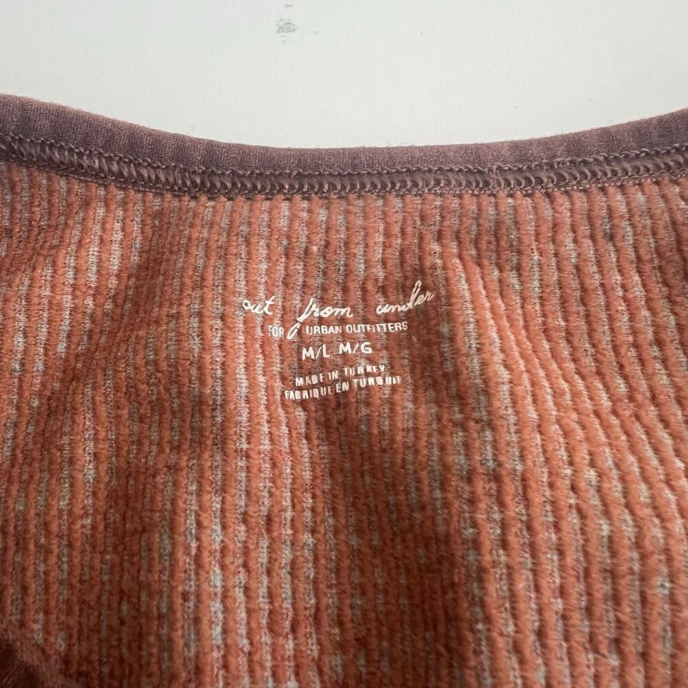 Urban Outfitters Out From Under rib knit keyhole crop top brown green spacedye - Picture 4 of 6